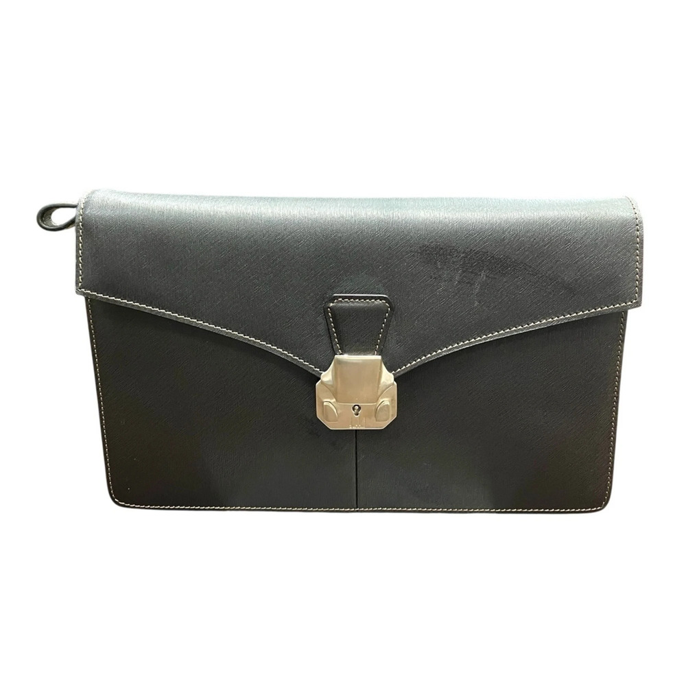 Dunhill clutch bag with lock clasp, leather.